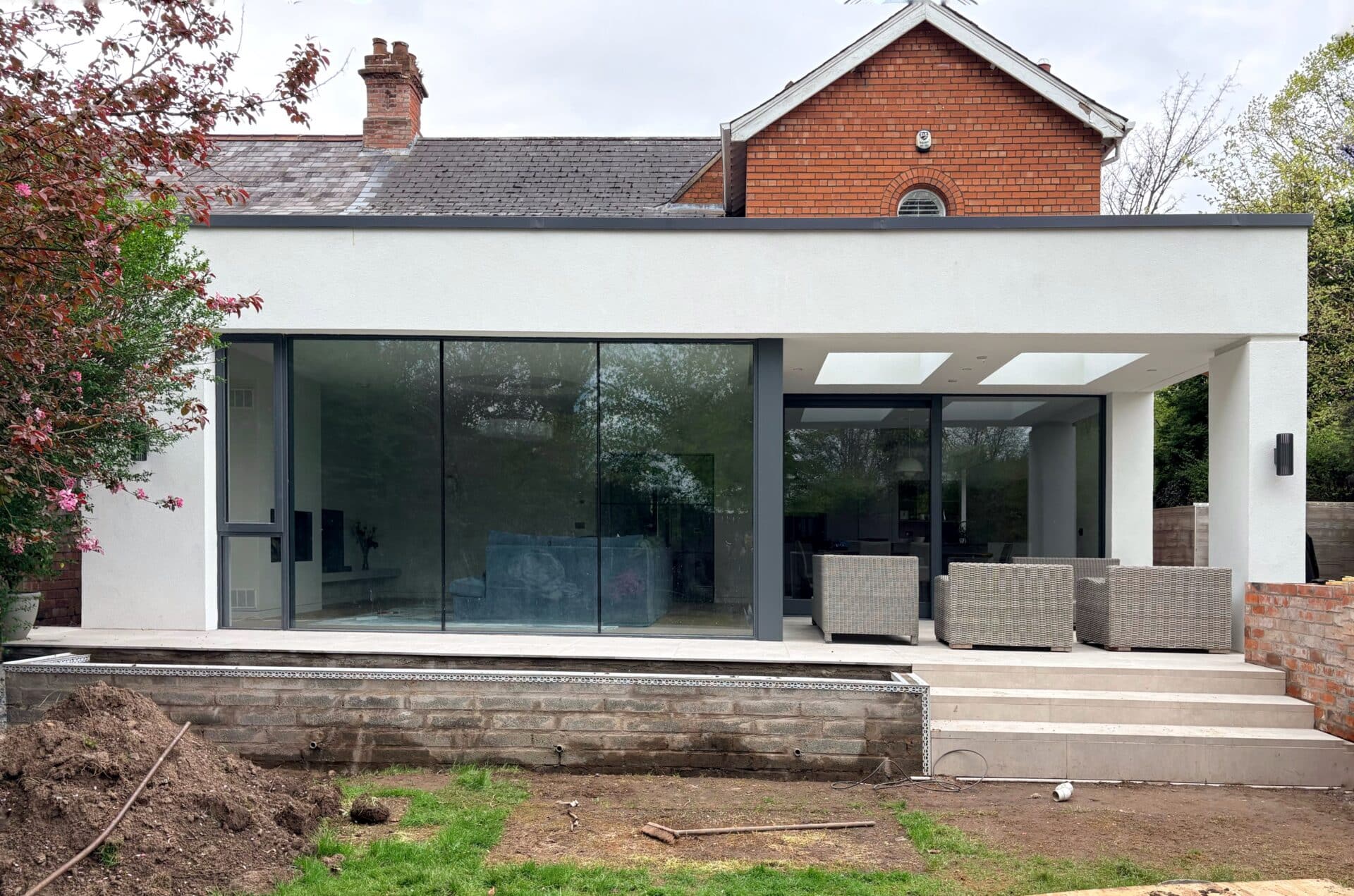Work in progress contemporary extension to red brick period home