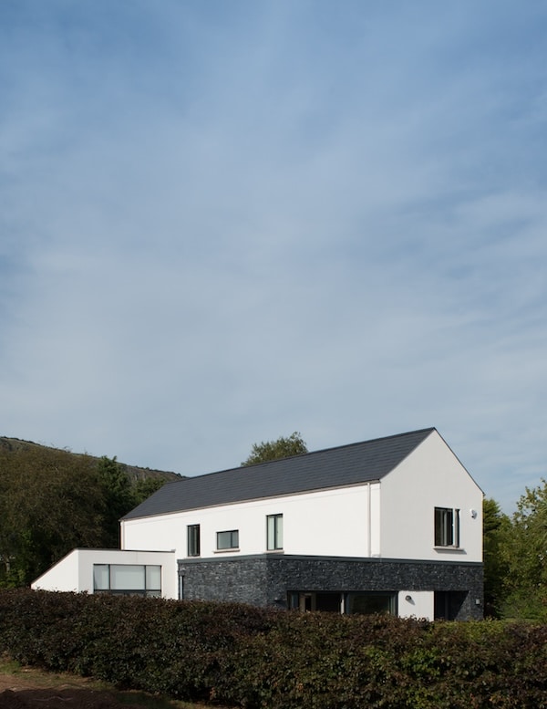 Angled front elevation of new build home in Greenisland
